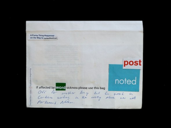 letter no 18 Noted Festival Postal Project indigo eli 2016