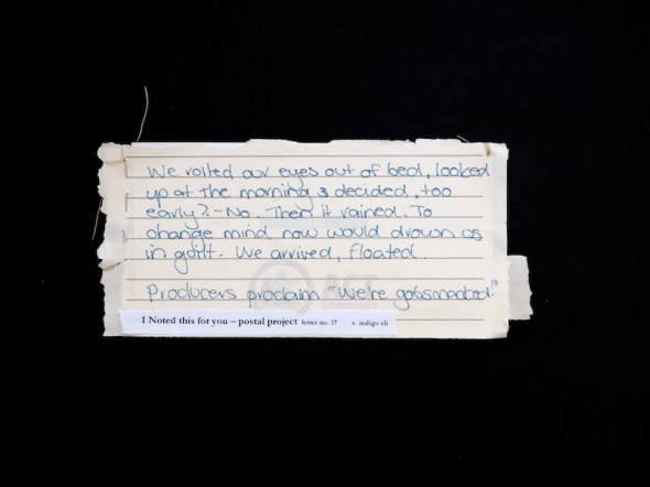 letter no 17 Noted Festival Postal Project indigo eli 2016